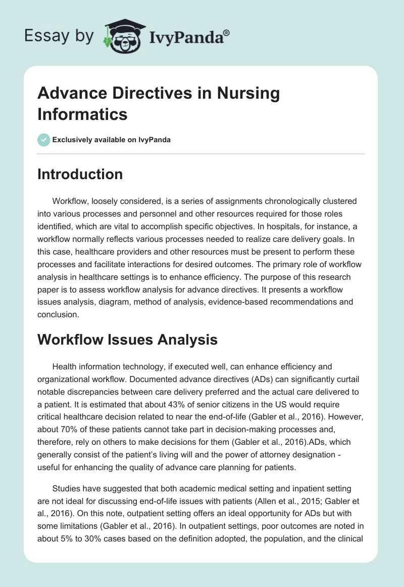 Advance Directives in Nursing Informatics. Page 1