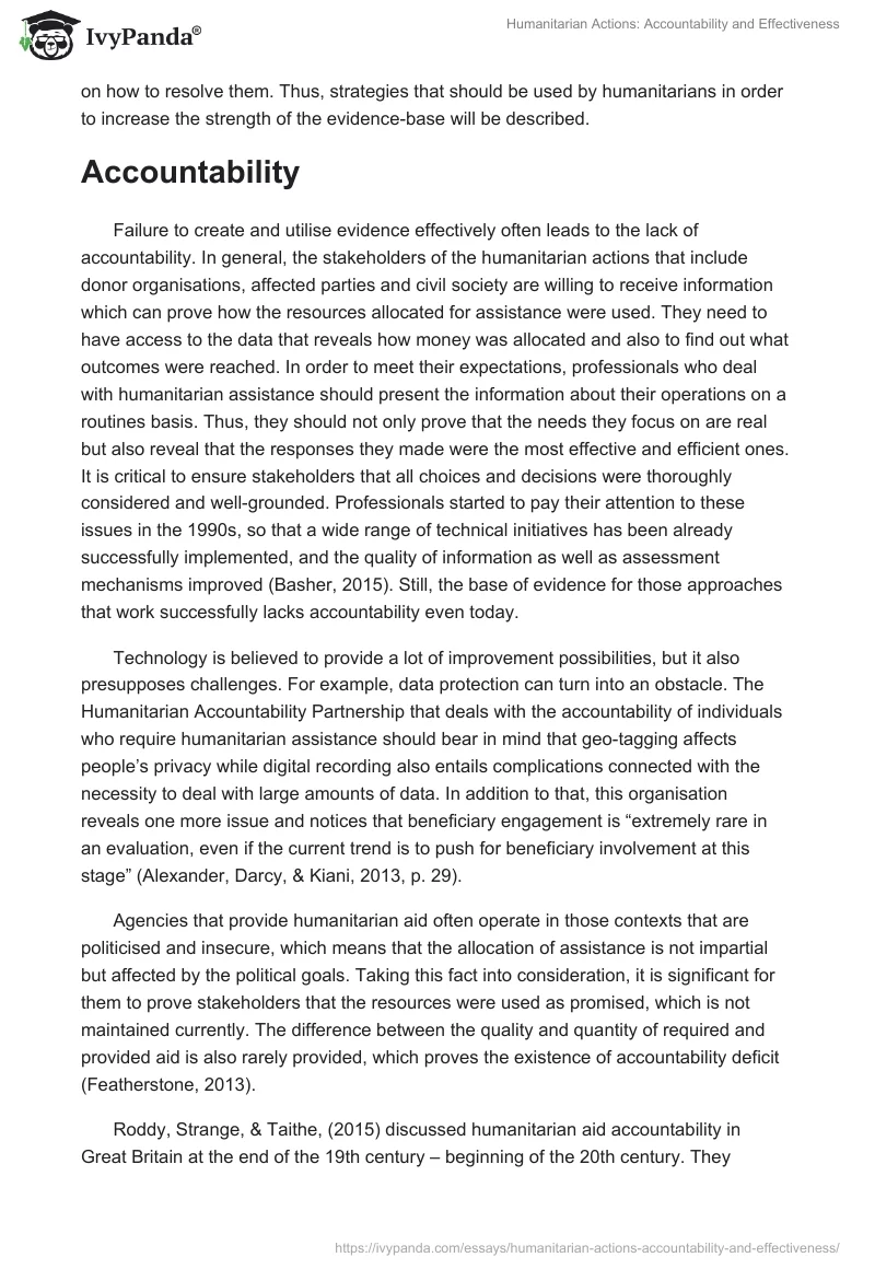 Humanitarian Actions: Accountability and Effectiveness. Page 2