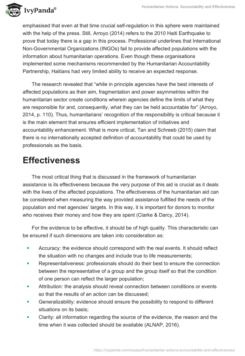 Humanitarian Actions: Accountability and Effectiveness. Page 3