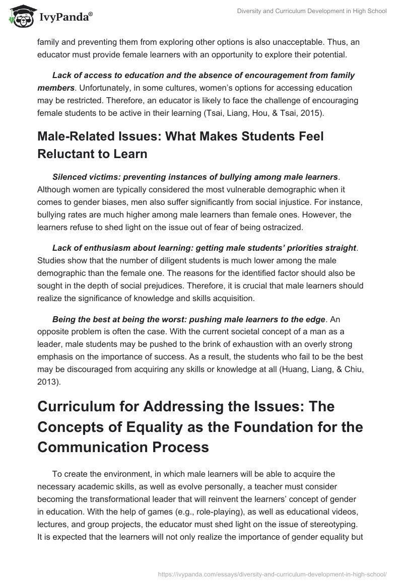 Diversity and Curriculum Development in High School. Page 3