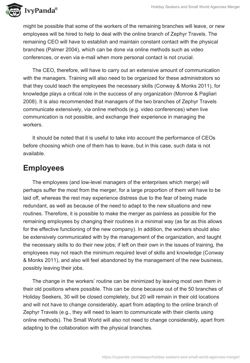 Holiday Seekers and Small World Agencies Merger. Page 3