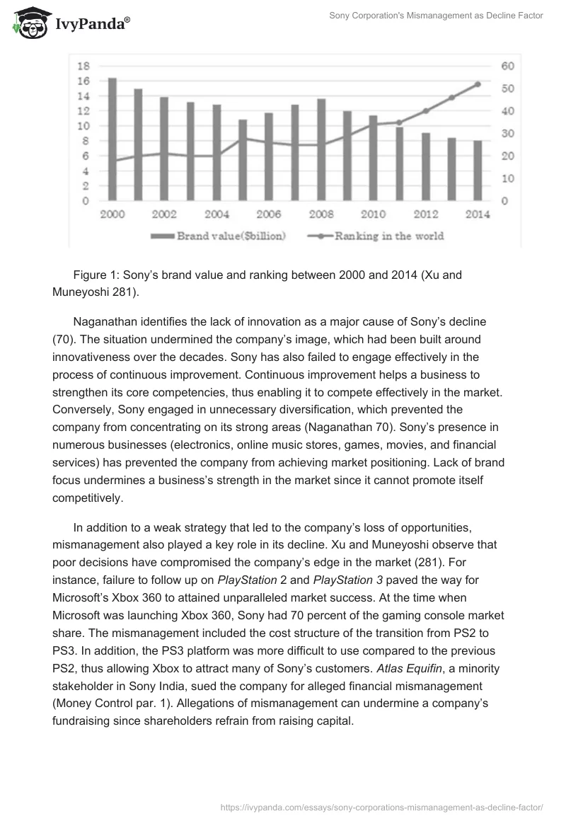 Sony Corporation's Mismanagement as Decline Factor. Page 3