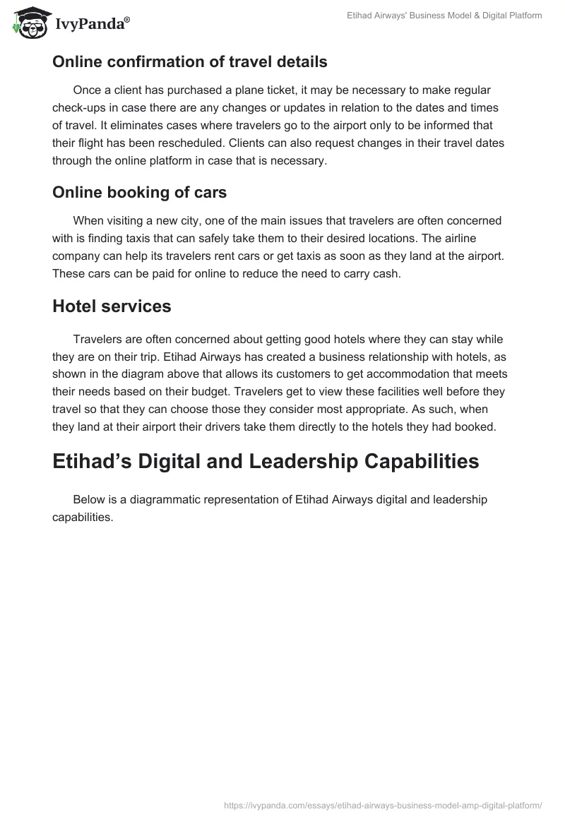 Etihad Airways' Business Model & Digital Platform. Page 5