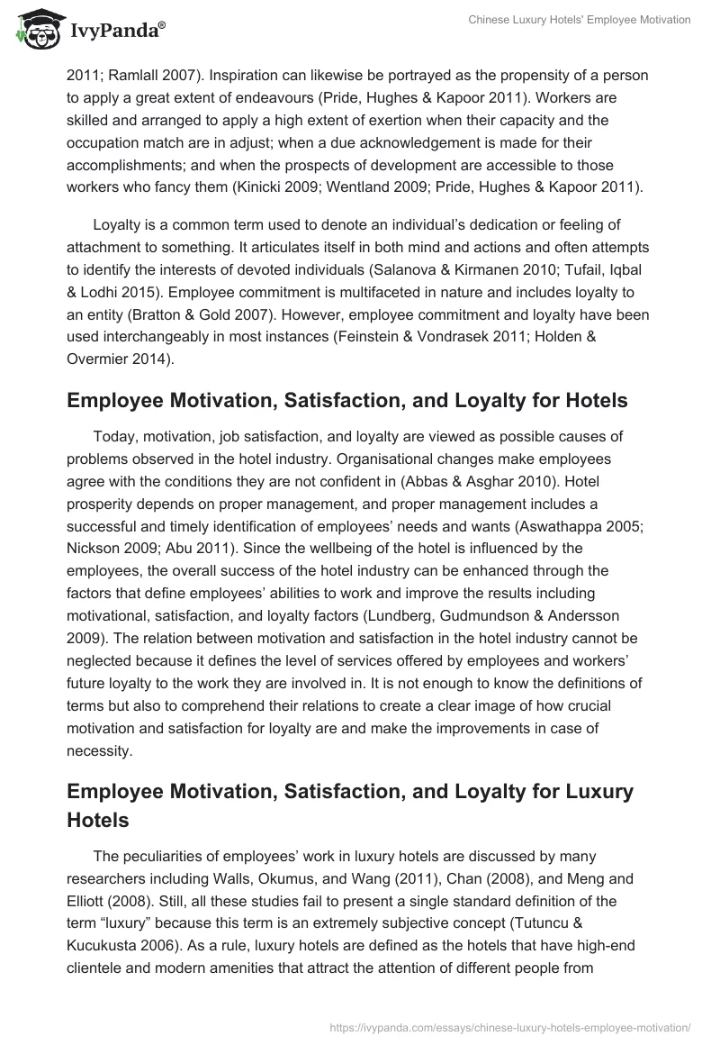 Chinese Luxury Hotels' Employee Motivation. Page 5