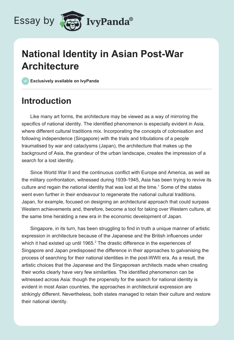 National Identity in Asian Post-War Architecture. Page 1