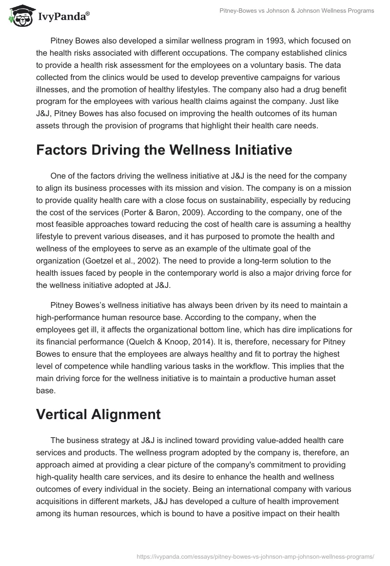 Pitney-Bowes vs Johnson & Johnson Wellness Programs. Page 2