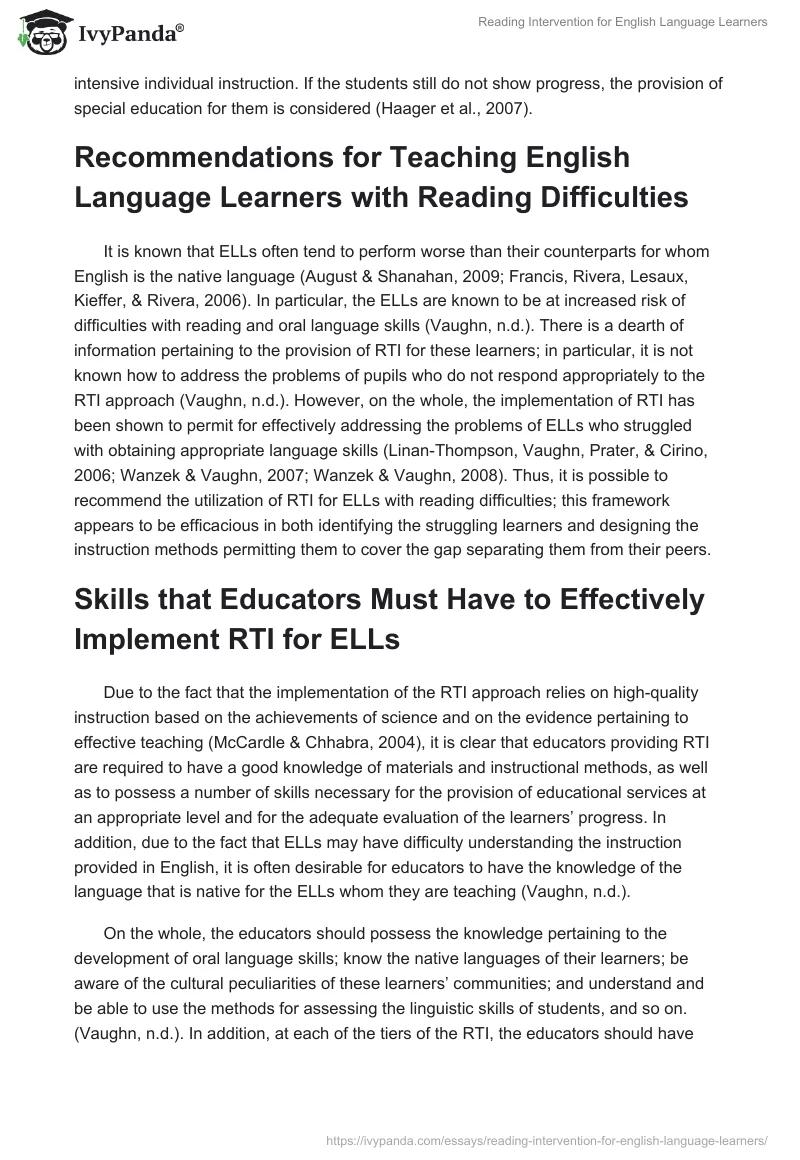 Reading Intervention for English Language Learners. Page 2