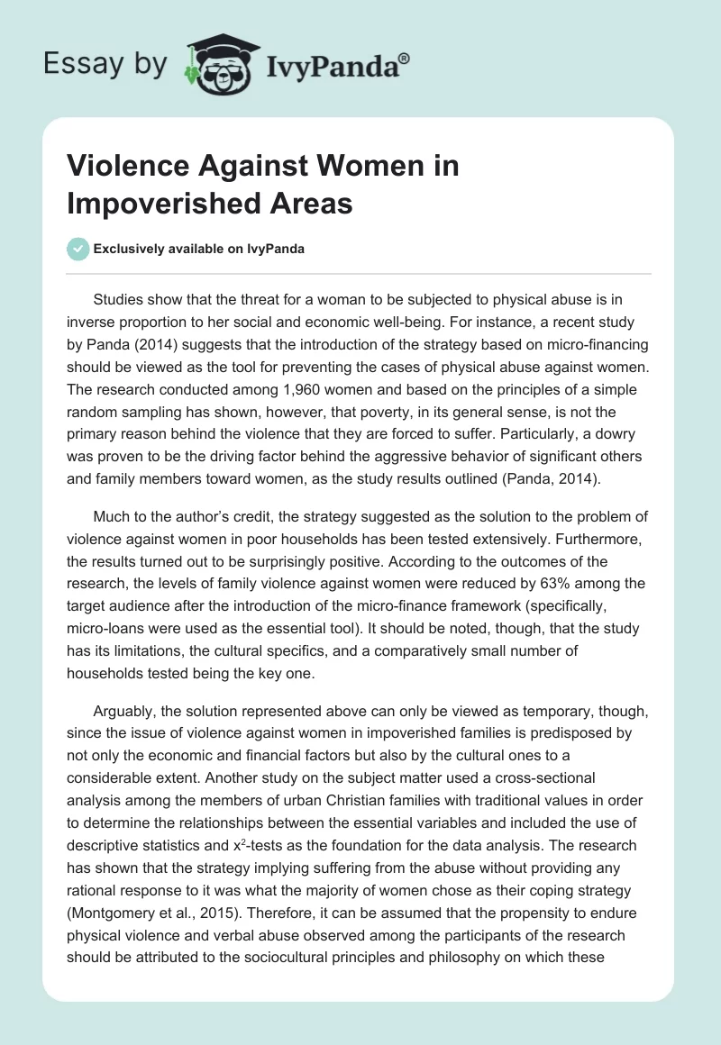 Violence Against Women in Impoverished Areas. Page 1