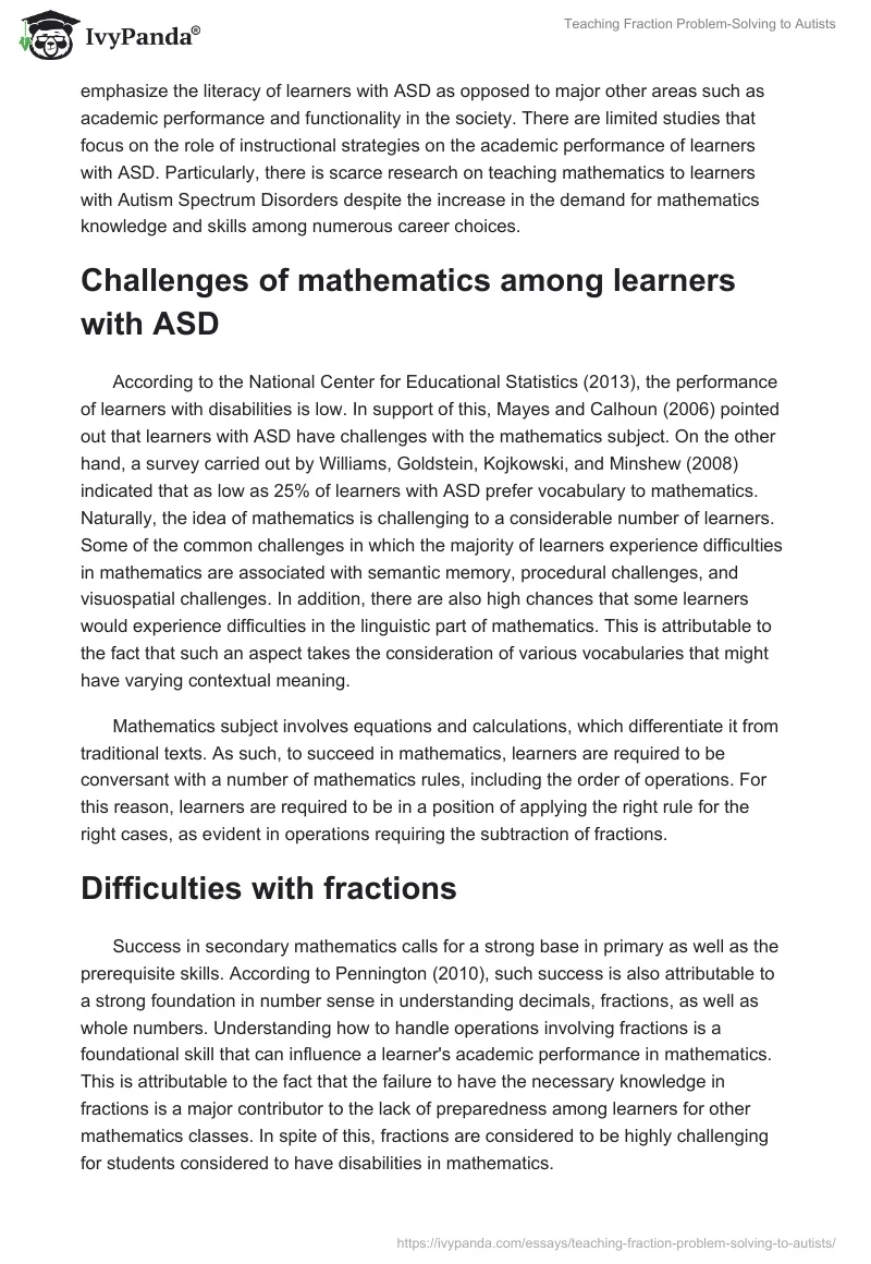 Teaching Fraction Problem-Solving to Autists. Page 2