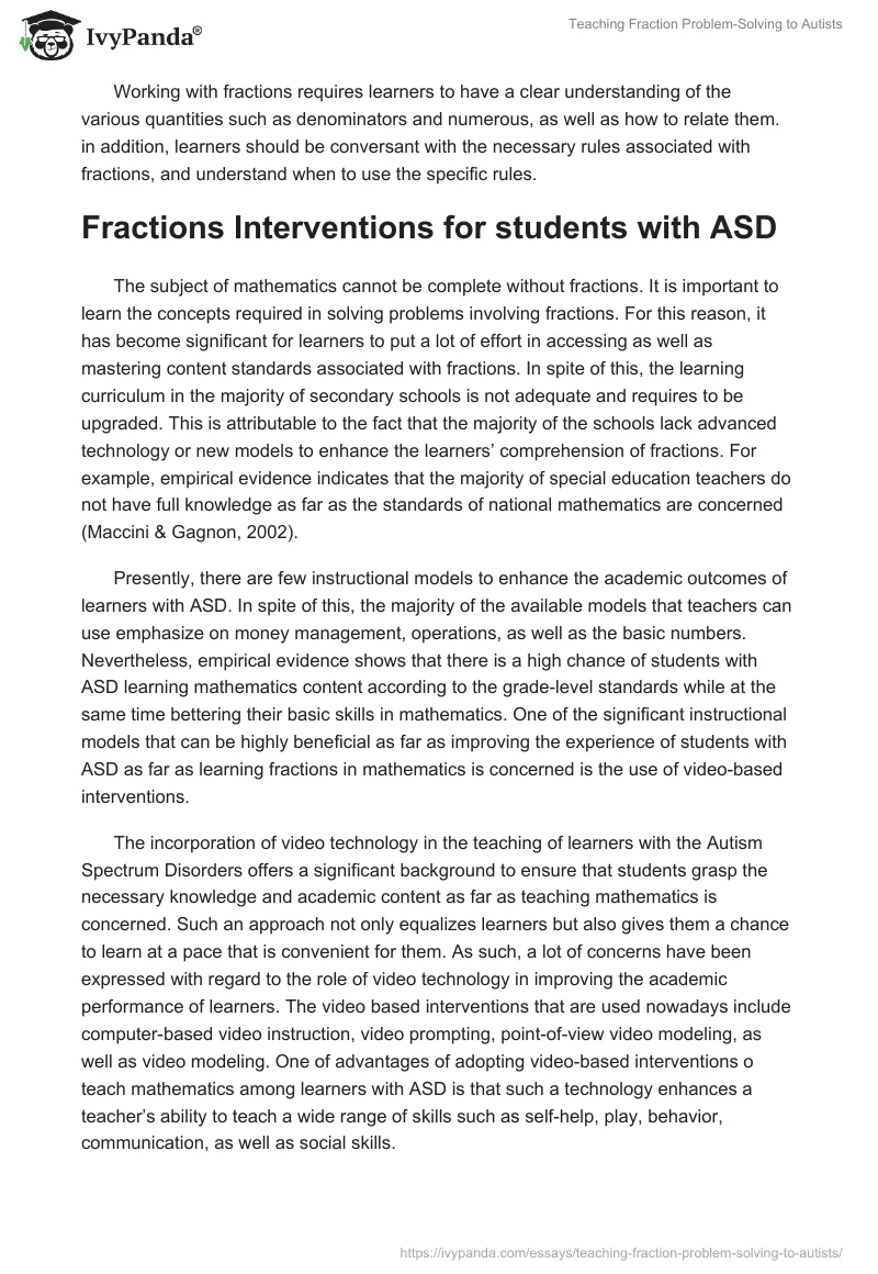 Teaching Fraction Problem-Solving to Autists. Page 3