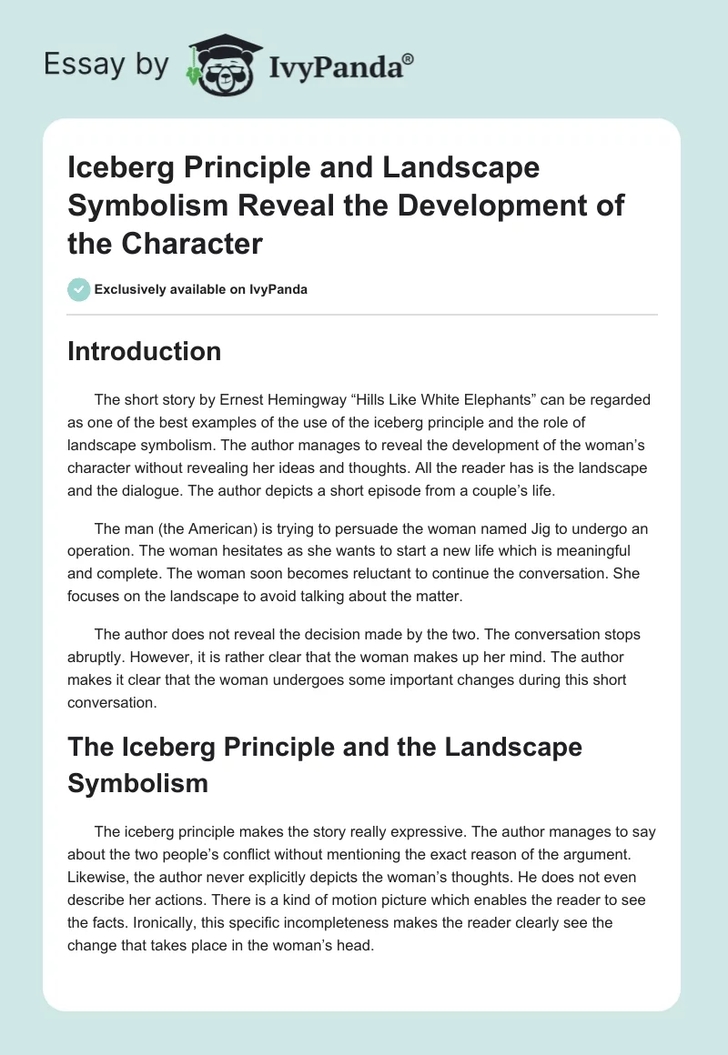 Iceberg Principle and Landscape Symbolism Reveal the Development of the Character. Page 1