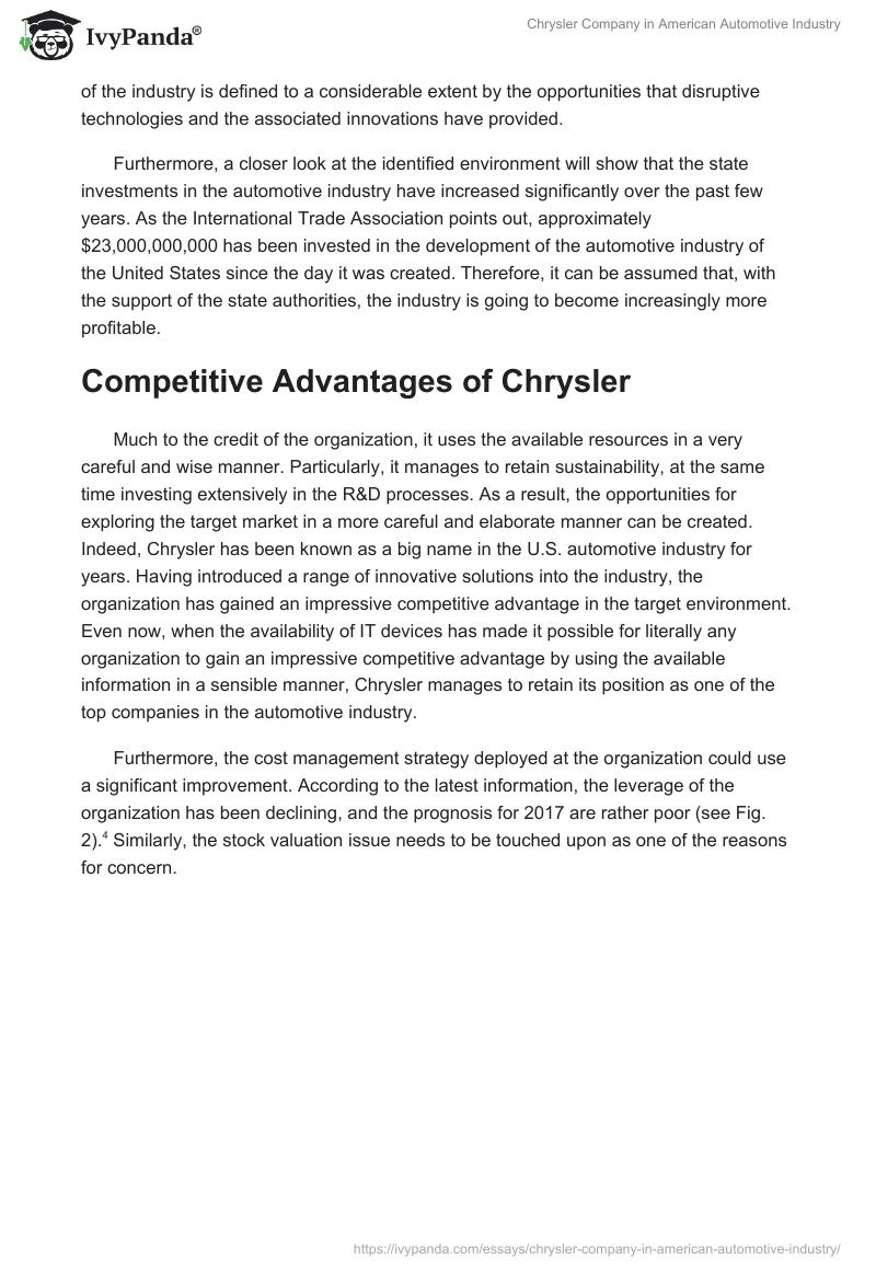 Chrysler Company in American Automotive Industry. Page 3