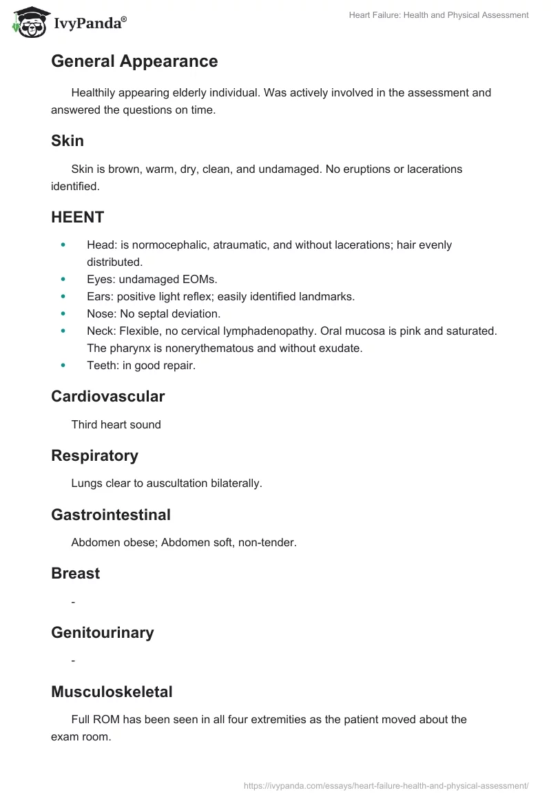 Heart Failure: Health and Physical Assessment. Page 4