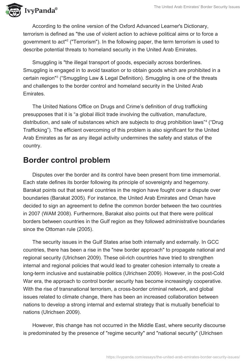 The United Arab Emirates Border Security Issues. Page 4