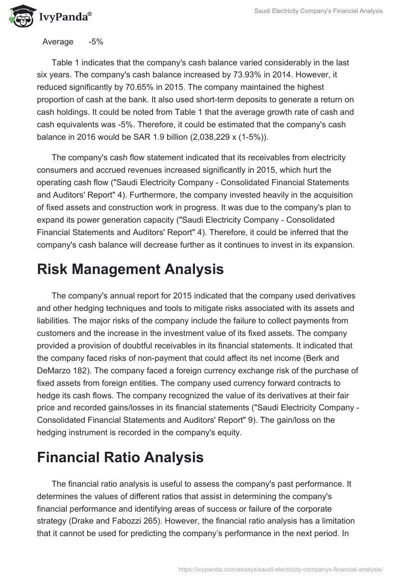 Saudi Electricity Company's Financial Analysis. Page 2