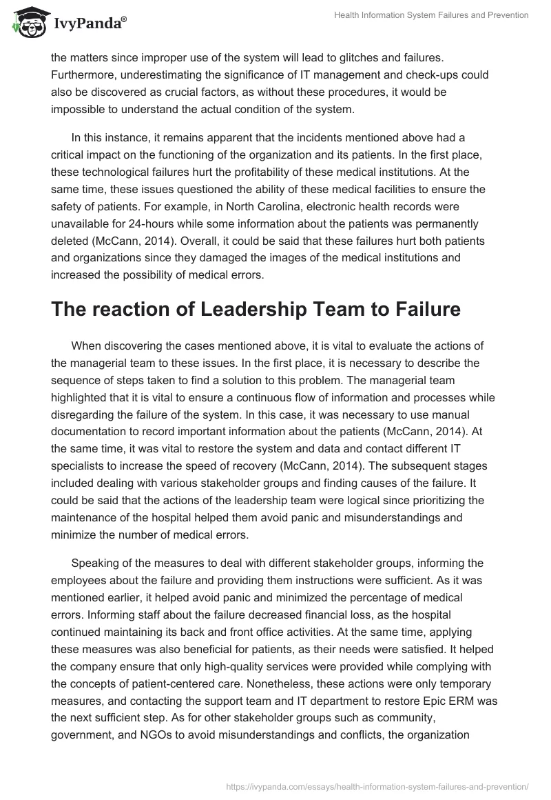 Health Information System Failures and Prevention. Page 2