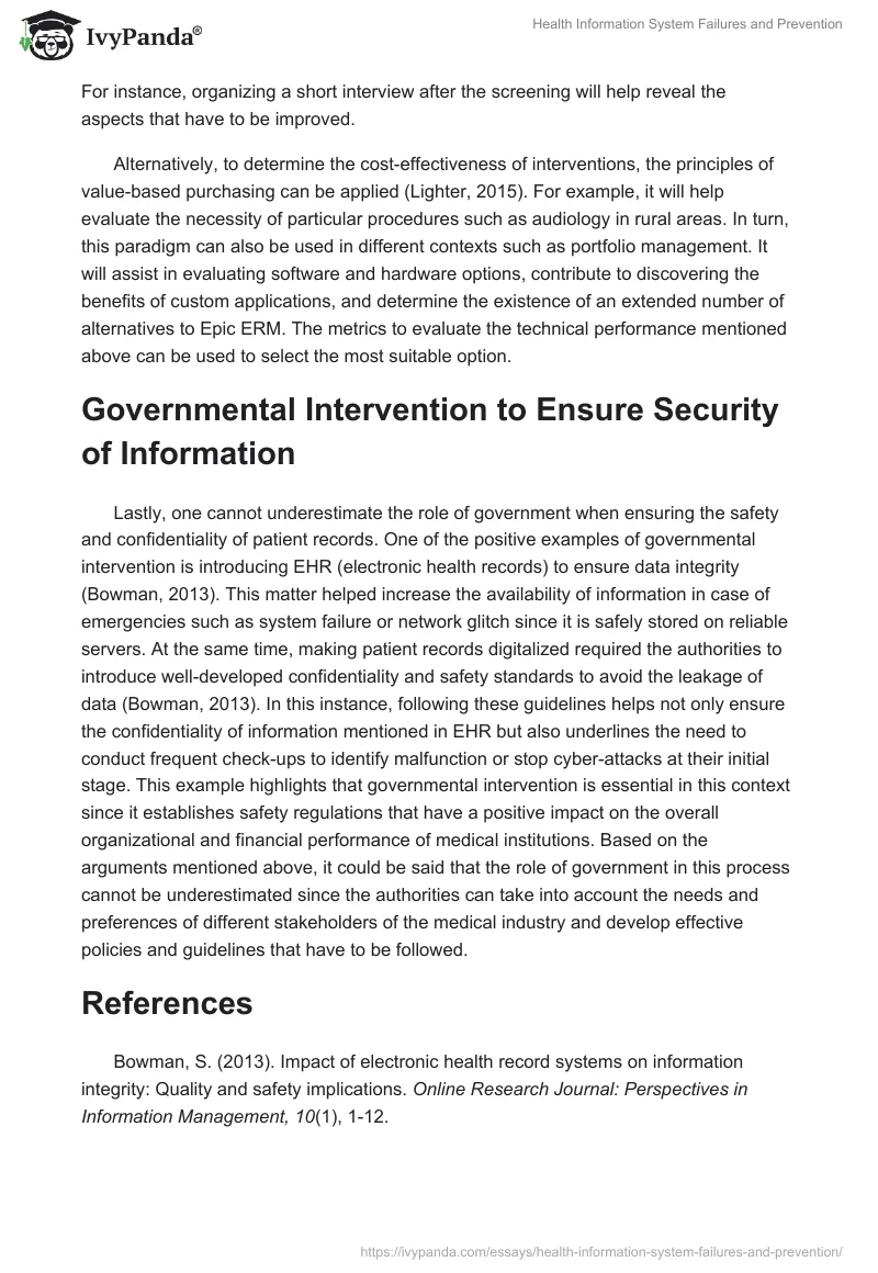 Health Information System Failures and Prevention. Page 5