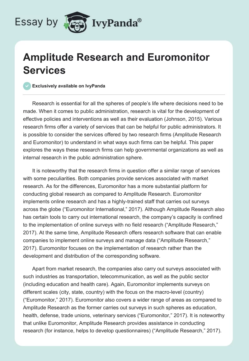 Amplitude Research and Euromonitor Services. Page 1