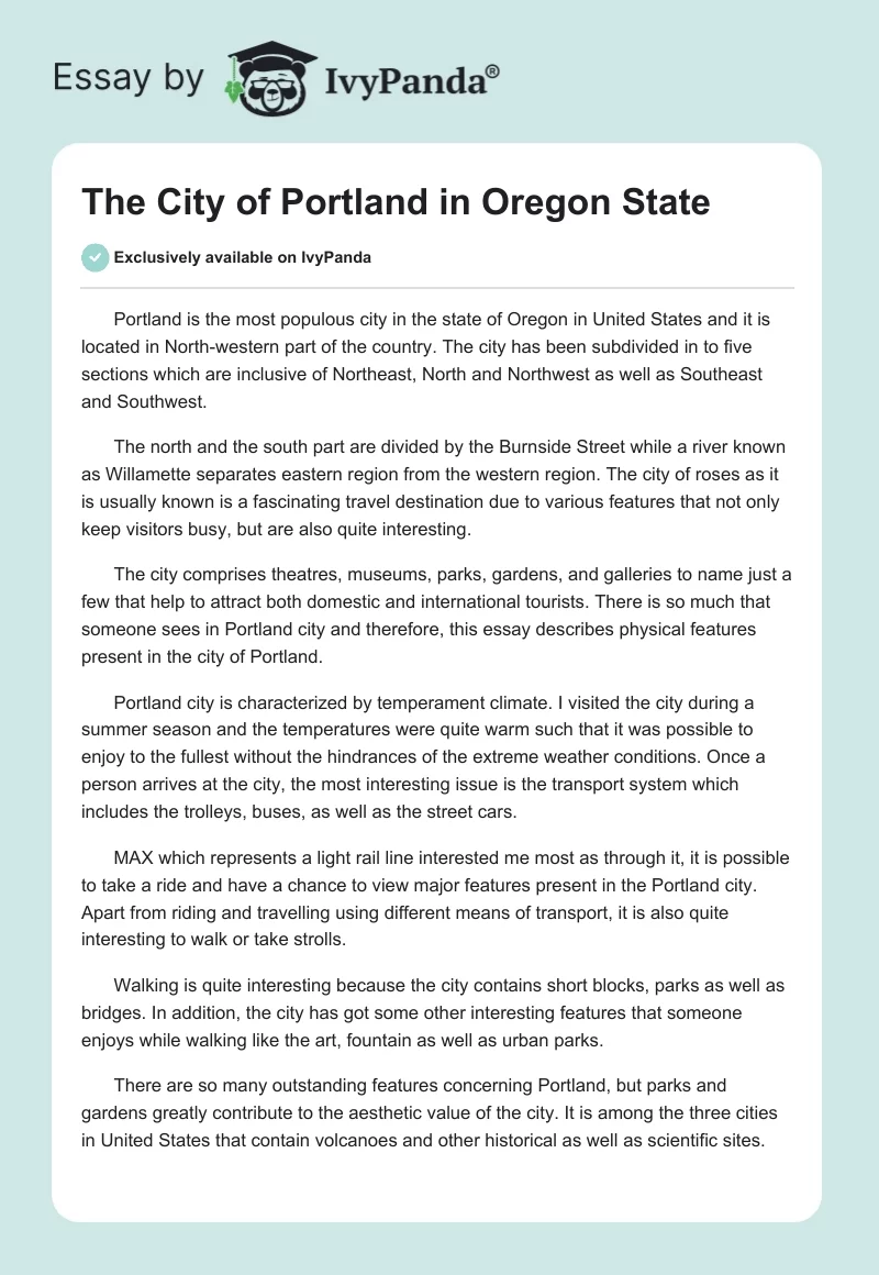 The City of Portland in Oregon State. Page 1