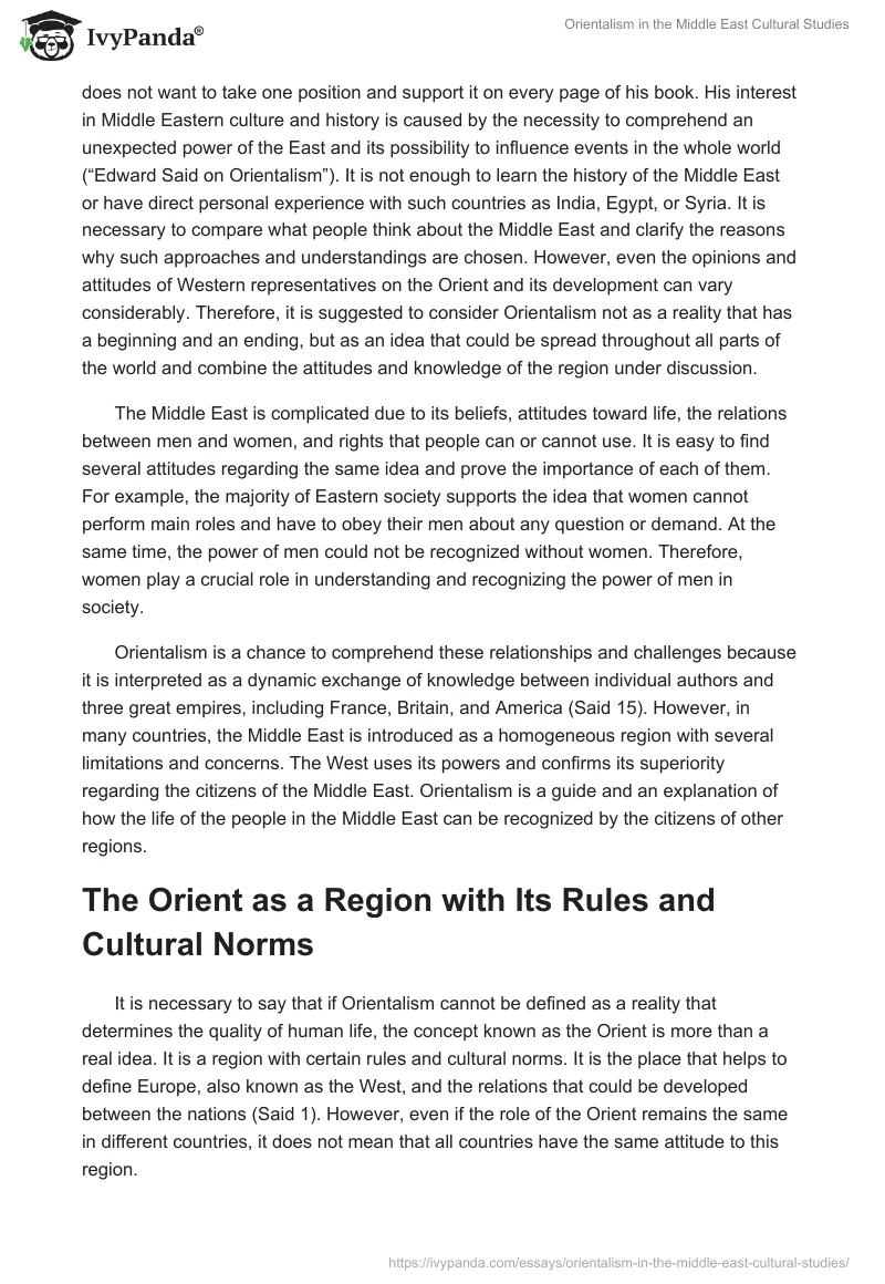 Orientalism in the Middle East Cultural Studies. Page 2