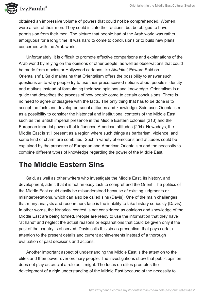 Orientalism in the Middle East Cultural Studies. Page 5