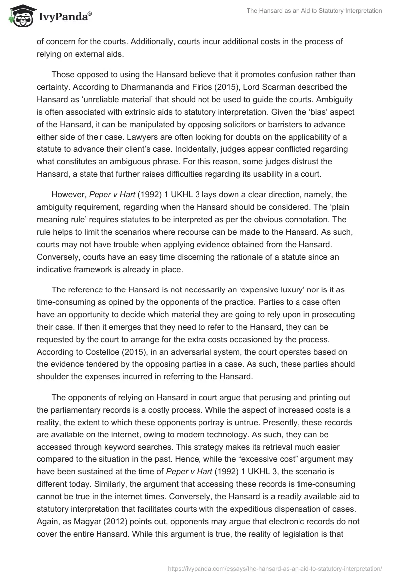 The Hansard as an Aid to Statutory Interpretation. Page 3