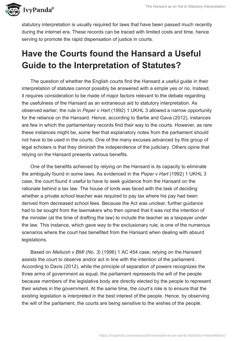 The Hansard as an Aid to Statutory Interpretation. Page 4