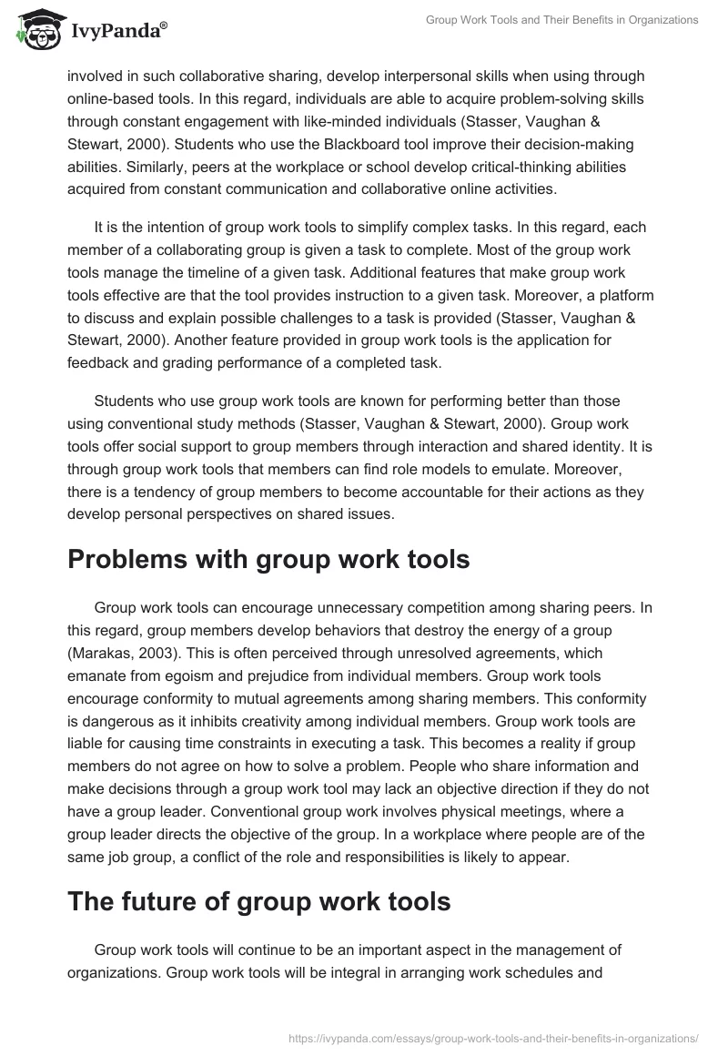 Group Work Tools and Their Benefits in Organizations. Page 2