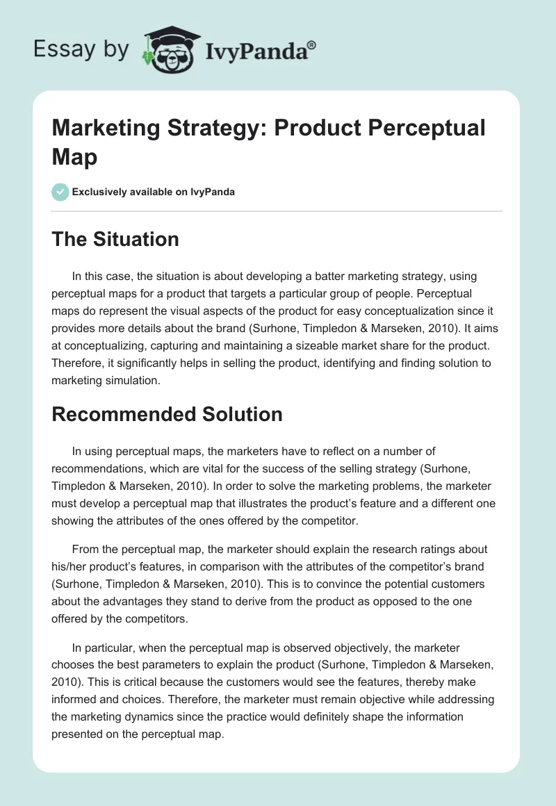 Marketing Strategy: Product Perceptual Map. Page 1