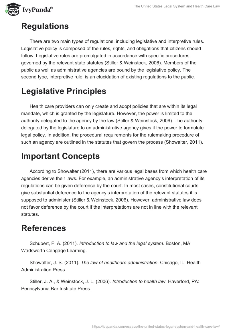 The United States Legal System and Health Care Law. Page 2