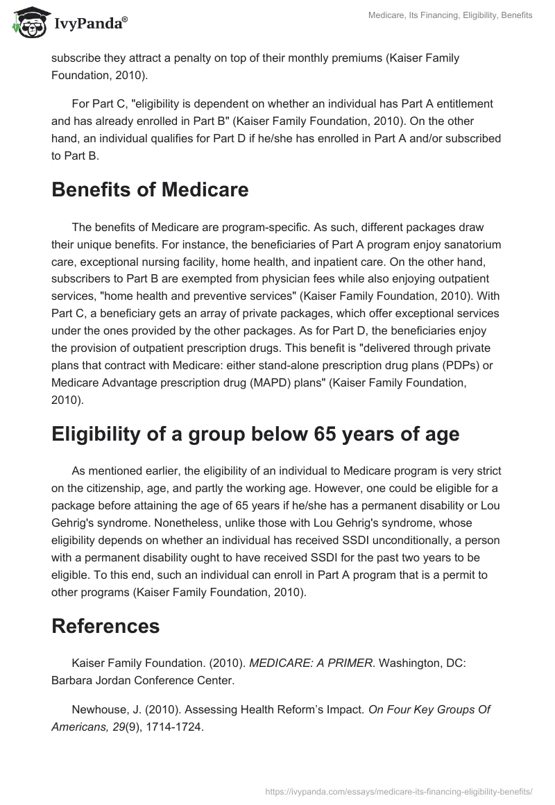 Medicare, Its Financing, Eligibility, Benefits. Page 3