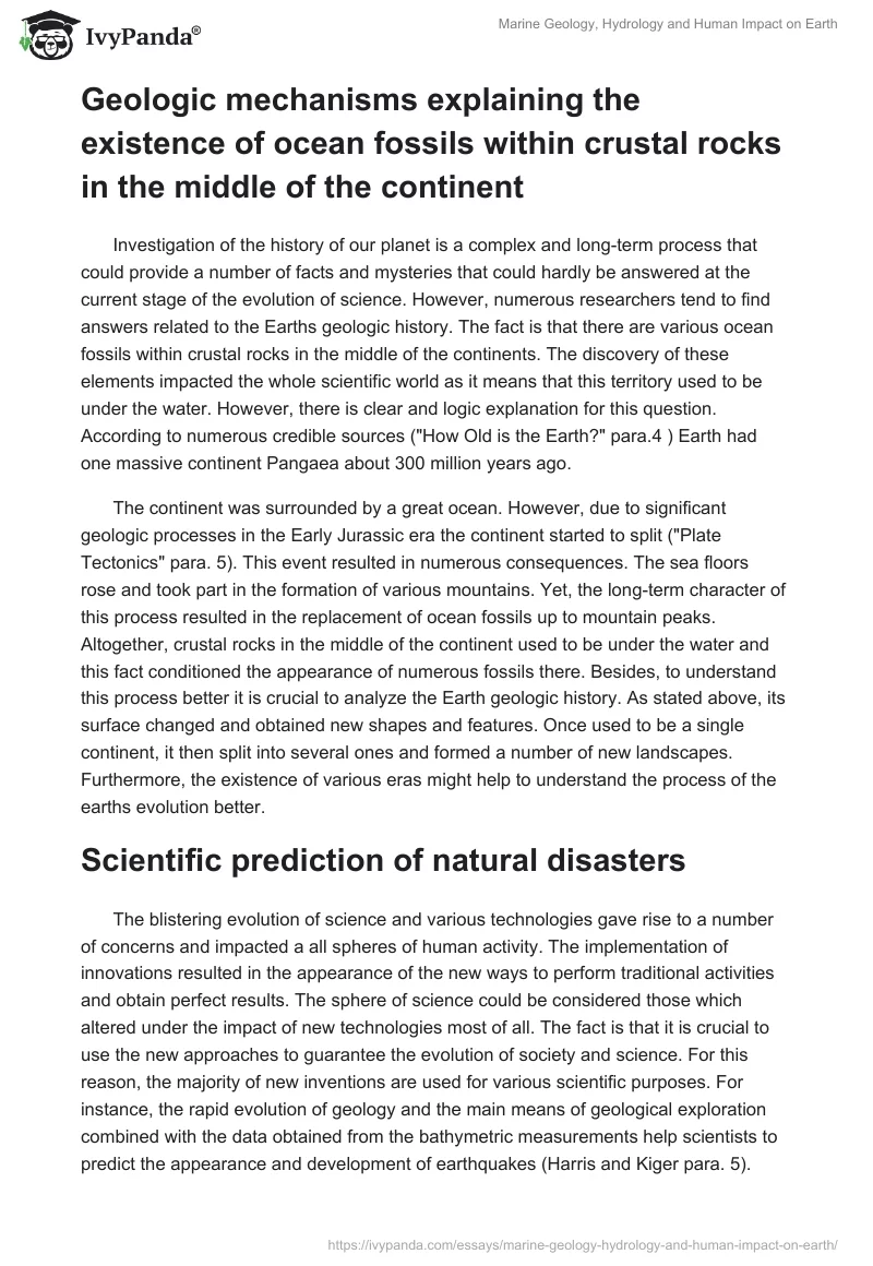 Marine Geology, Hydrology and Human Impact on Earth. Page 4