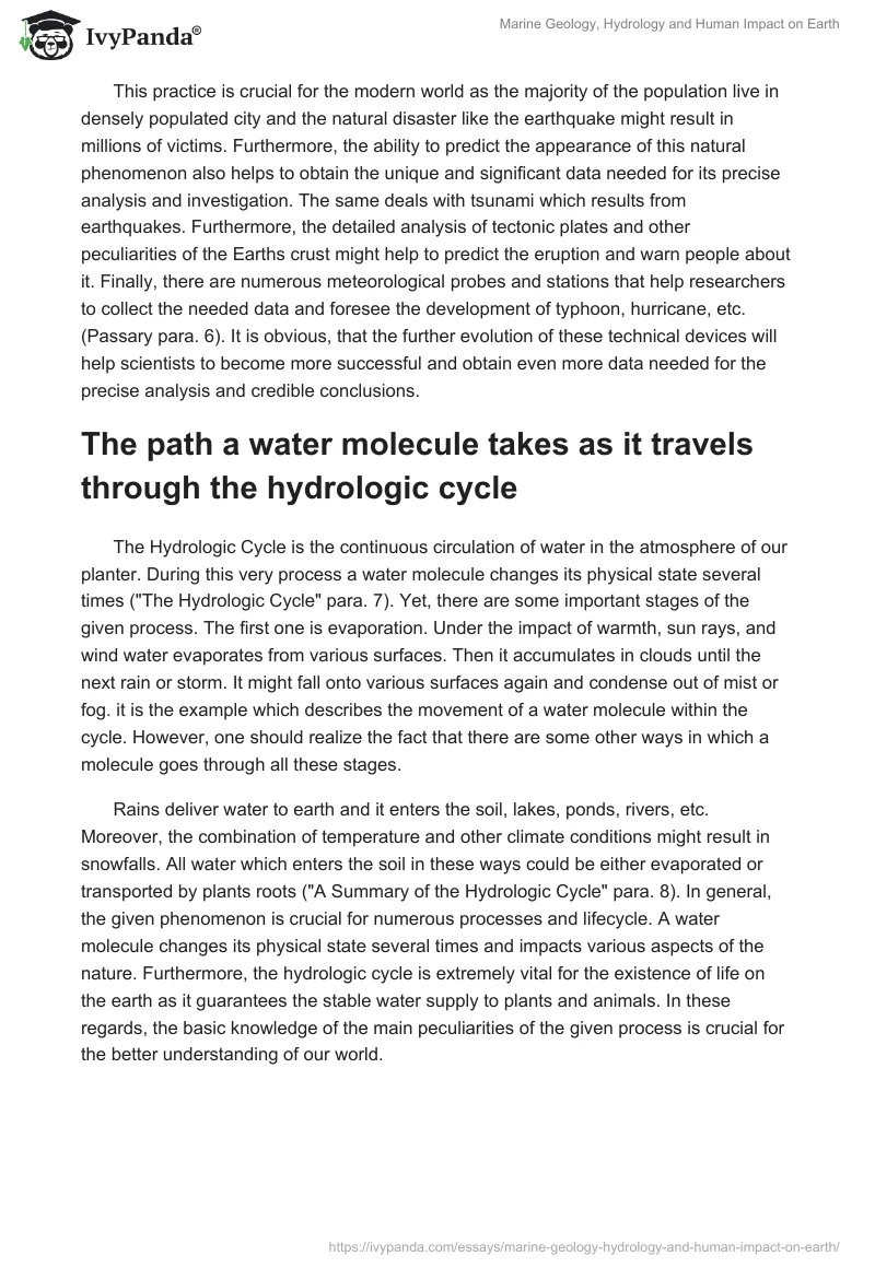 Marine Geology, Hydrology and Human Impact on Earth. Page 5