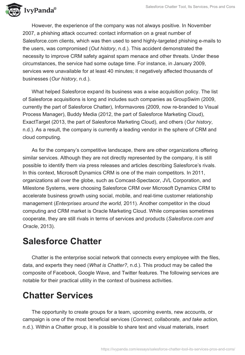 Salesforce Chatter Tool, Its Services, Pros and Cons. Page 2