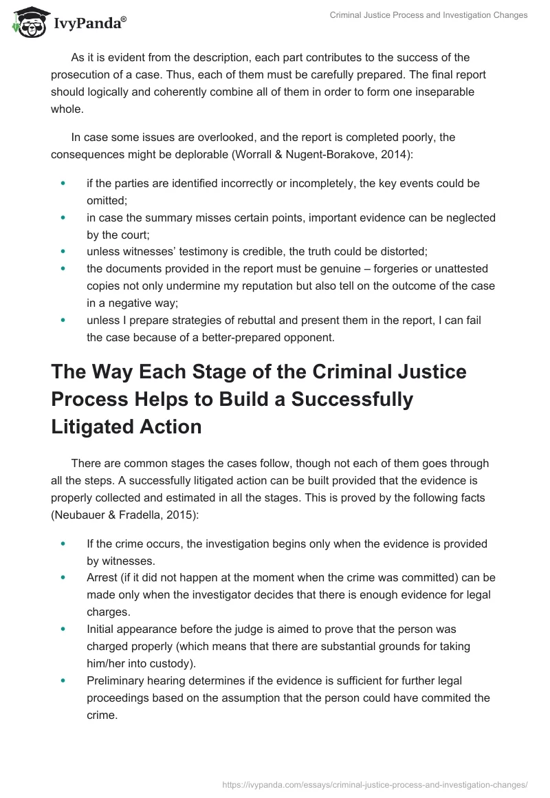 Criminal Justice Process and Investigation Changes. Page 2