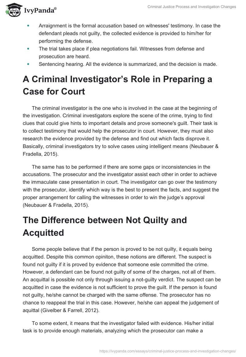 Criminal Justice Process and Investigation Changes. Page 3
