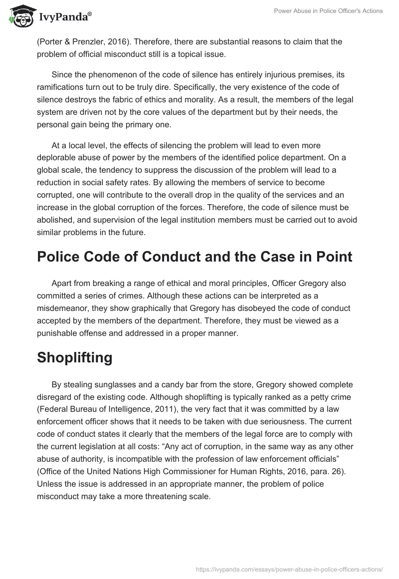 Power Abuse in Police Officer's Actions. Page 3