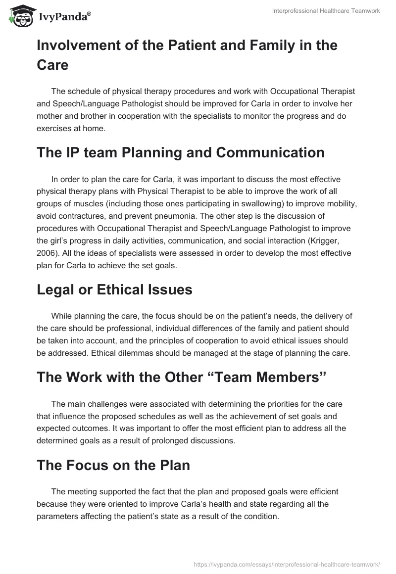 Interprofessional Healthcare Teamwork. Page 2