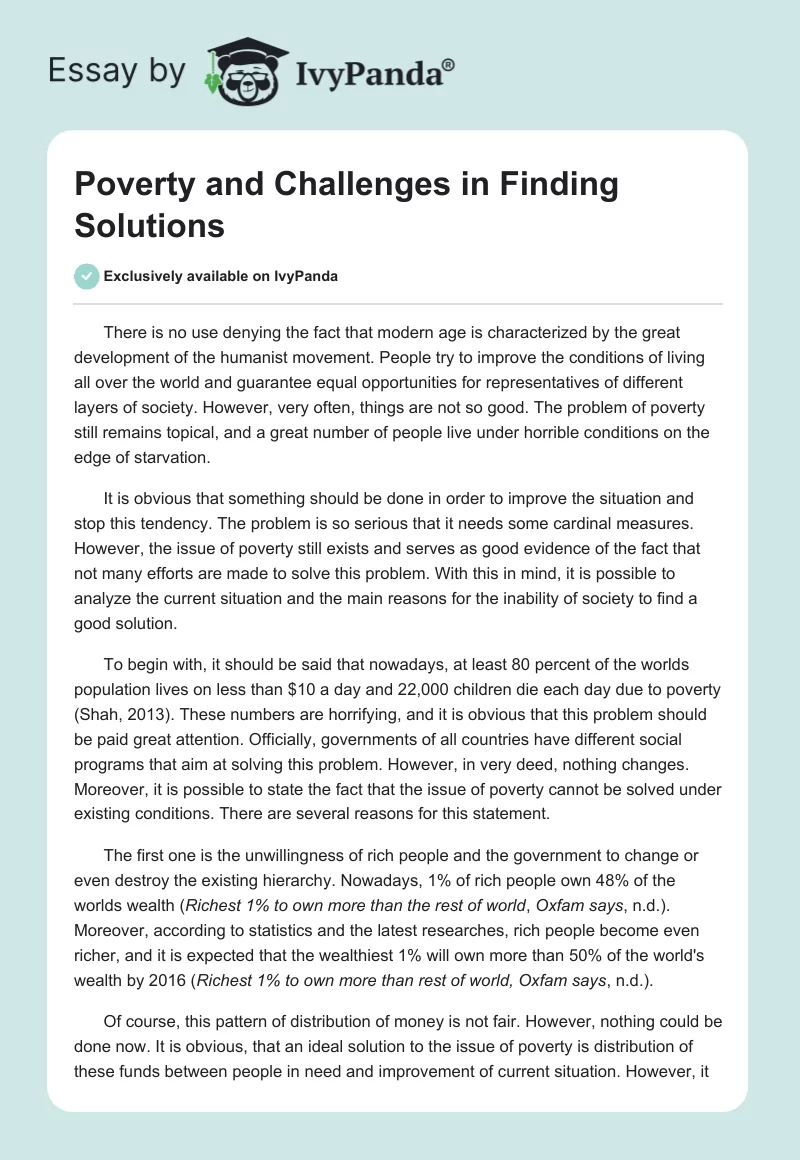 Poverty and Challenges in Finding Solutions. Page 1
