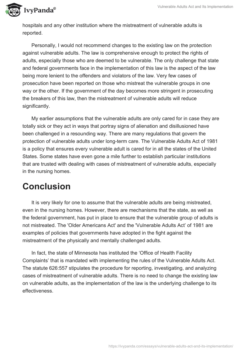 Vulnerable Adults Act and Its Implementation. Page 3