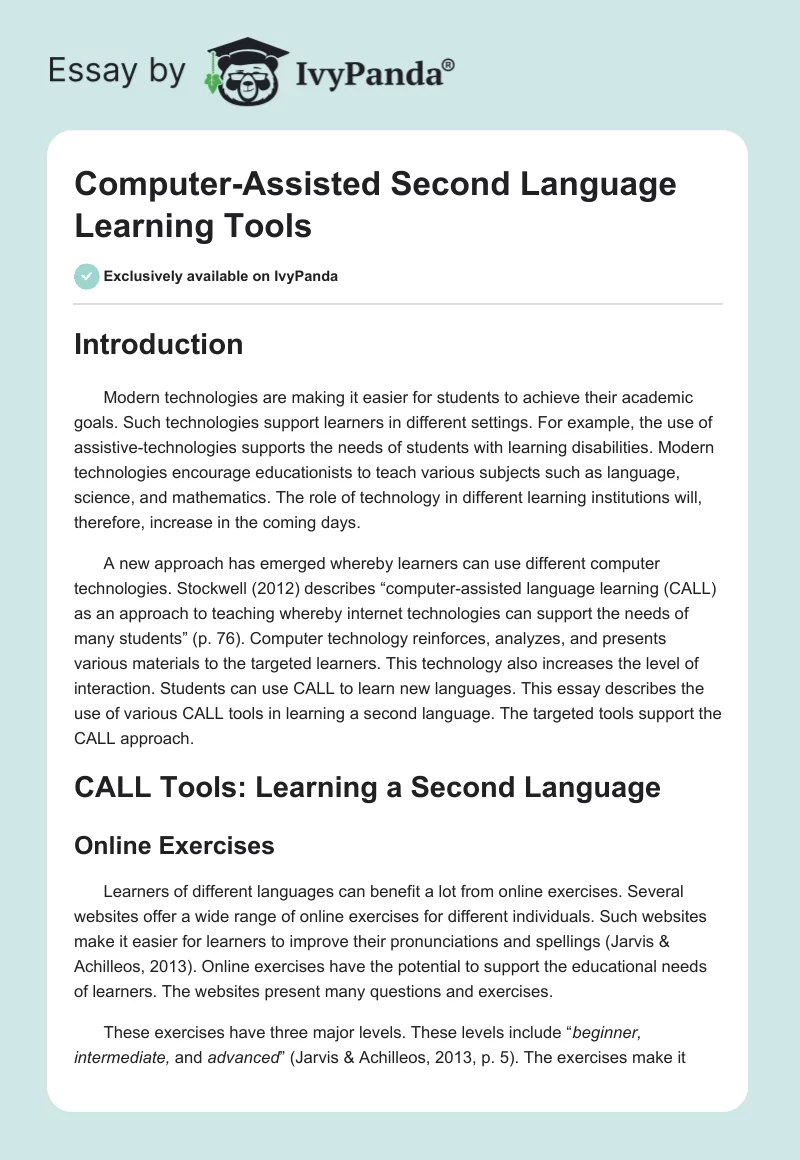 Computer-Assisted Second Language Learning Tools. Page 1
