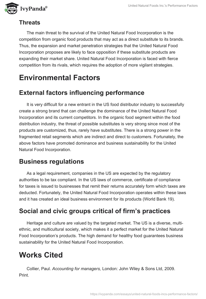 United Natural Foods Inc.'s Performance Factors. Page 5