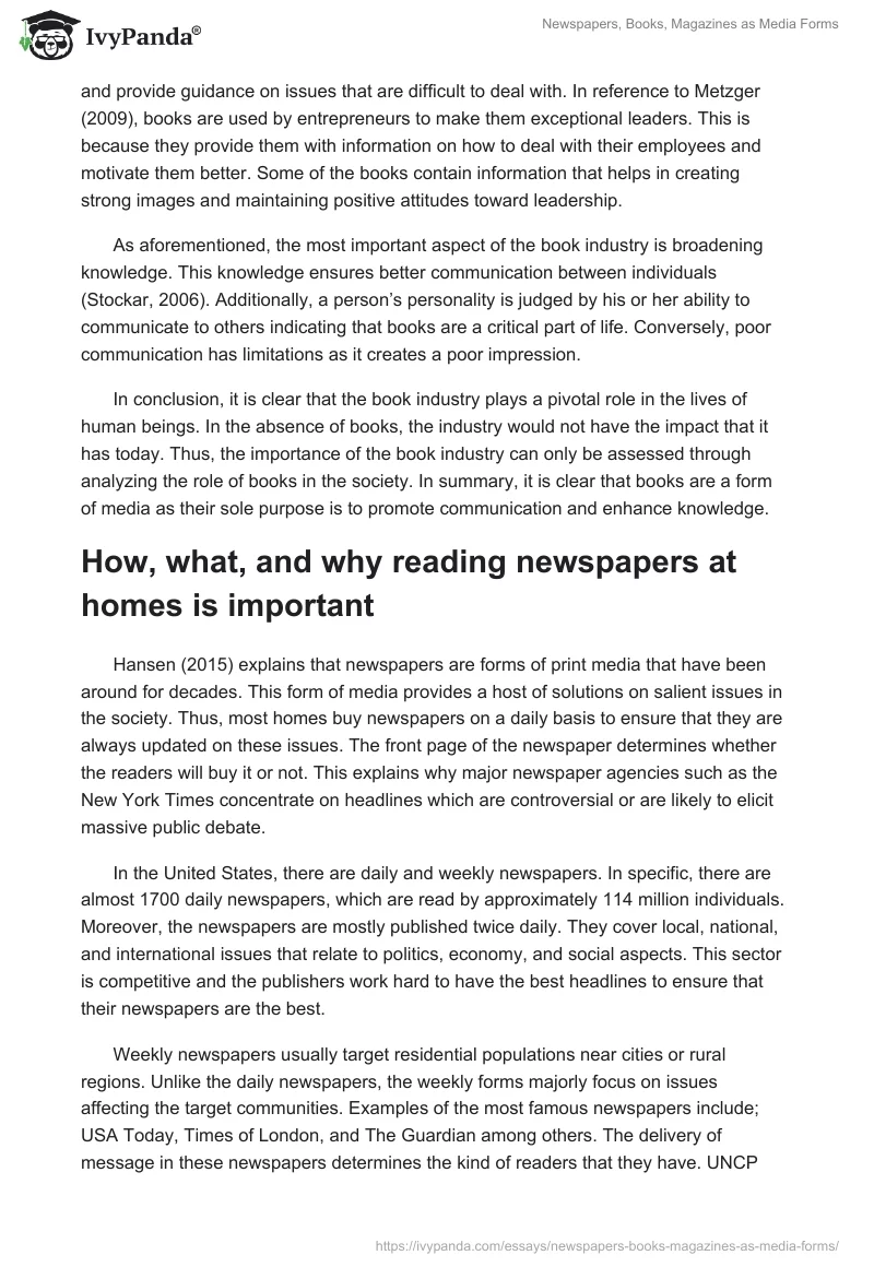 Newspapers, Books, Magazines as Media Forms. Page 5