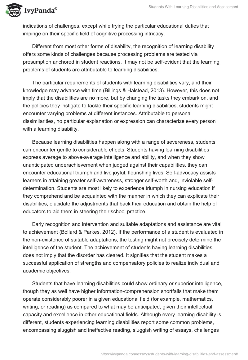 Students With Learning Disabilities and Assessment. Page 2