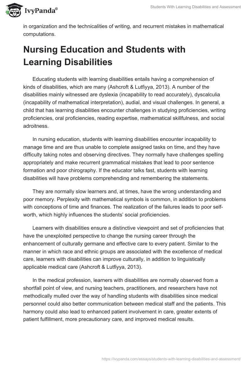 Students With Learning Disabilities and Assessment. Page 3