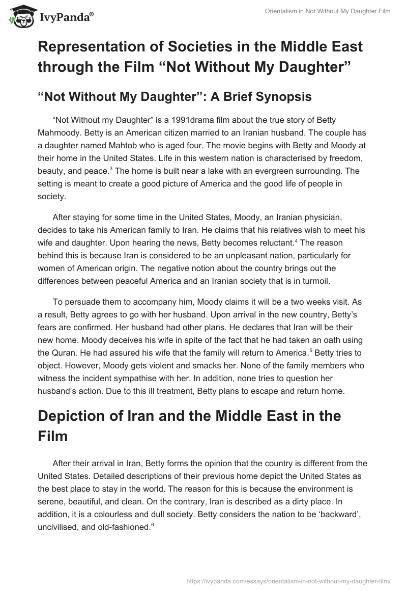 Orientalism in "Not Without My Daughter" Film. Page 2