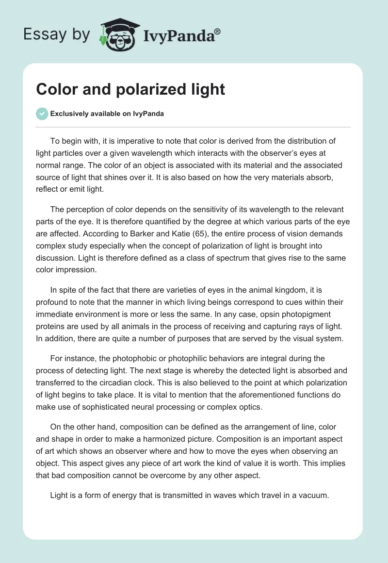 Color and polarized light. Page 1