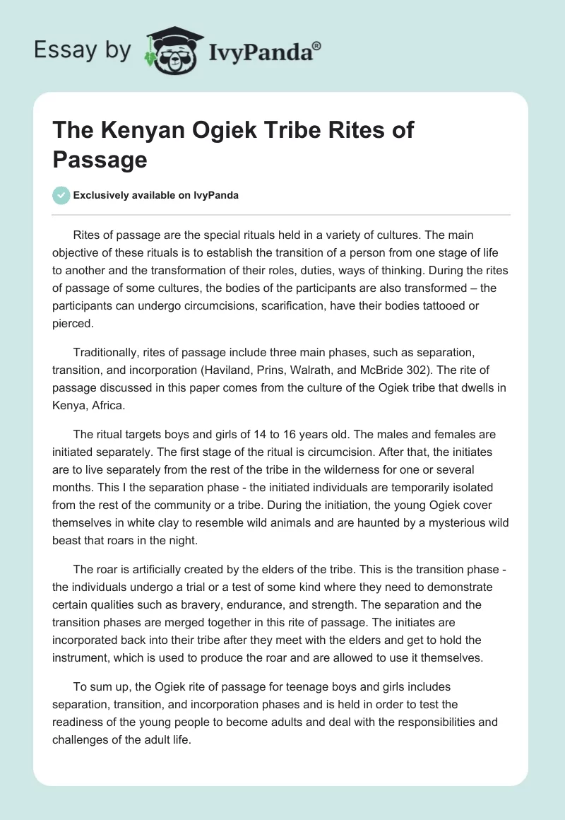 The Kenyan Ogiek Tribe: Rites of Passage. Page 1