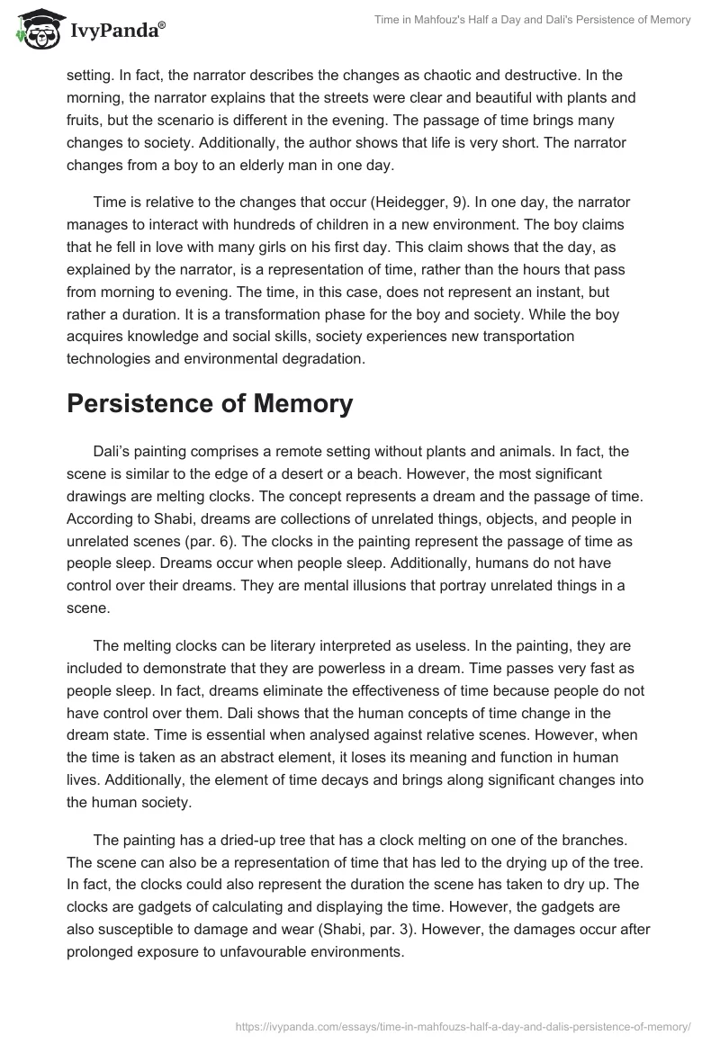 Time in Mahfouz's "Half a Day" and Dali's "Persistence of Memory". Page 2