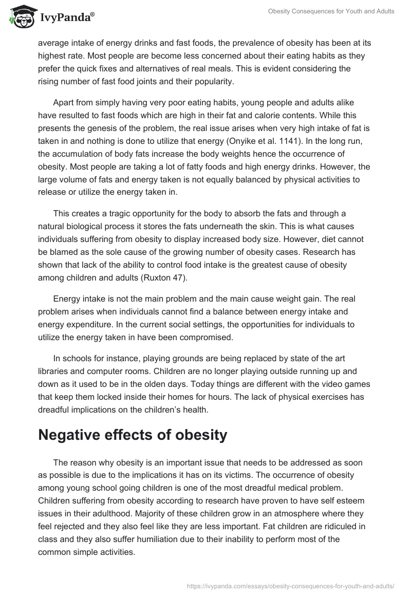 Obesity Consequences for Youth and Adults. Page 3